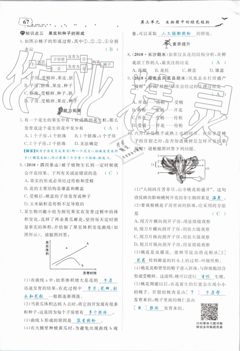 2019年351高效课堂导学案七年级生物上册人教版 第67页