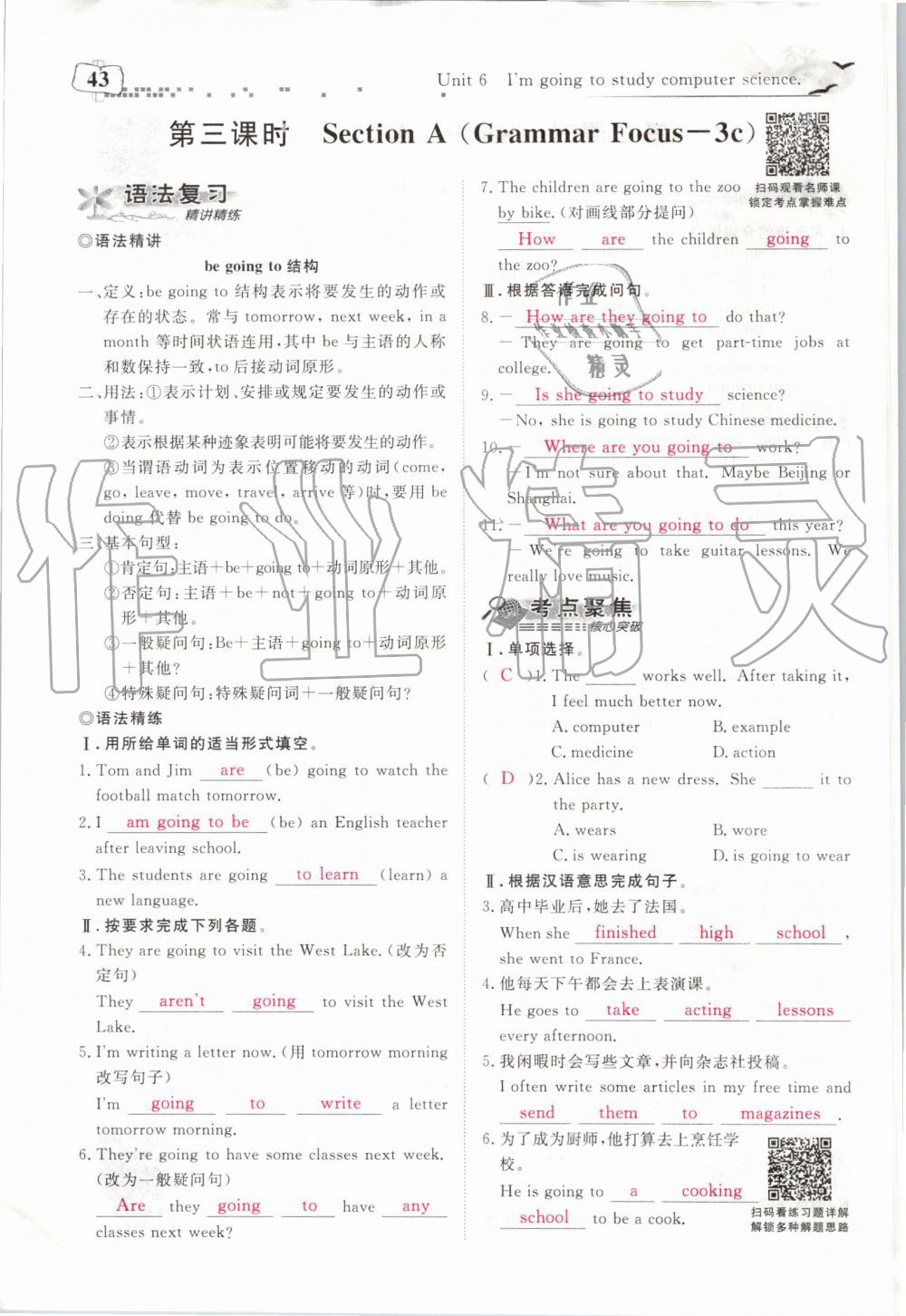 2019年351高效课堂导学案八年级英语上册人教版 第43页