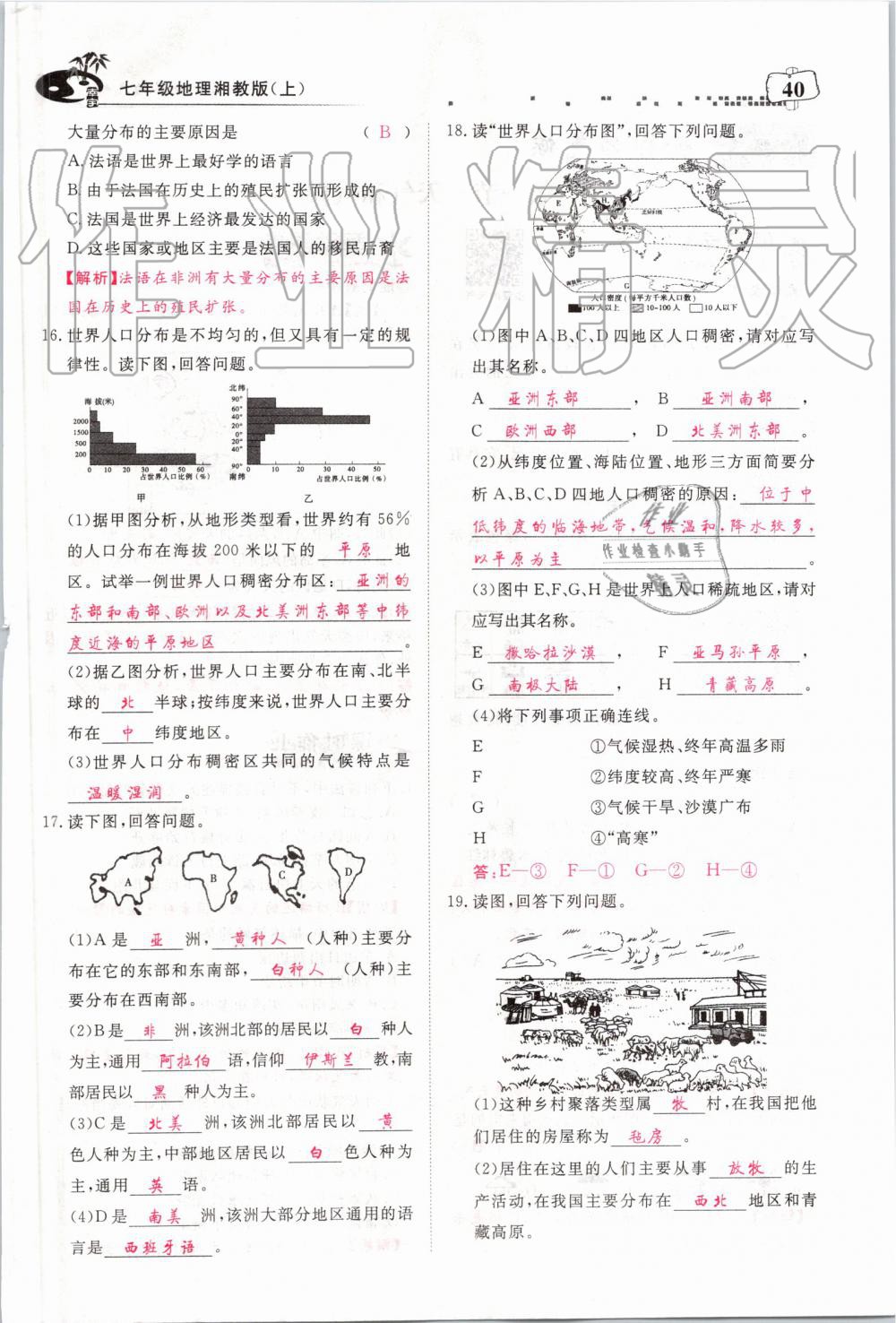 2019年351高效课堂导学案七年级地理上册湘教版 第40页