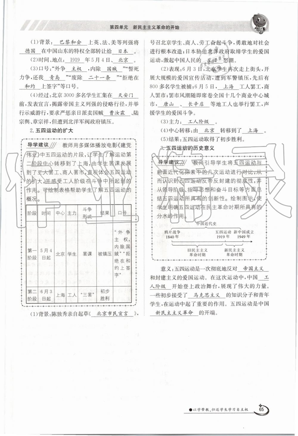 2019年金太阳导学案八年级历史上册人教版 第65页