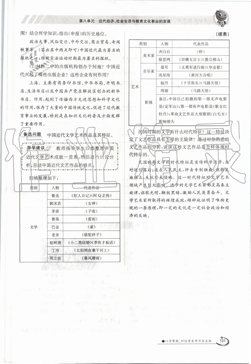 2019年金太陽導(dǎo)學(xué)案八年級歷史上冊人教版 第131頁