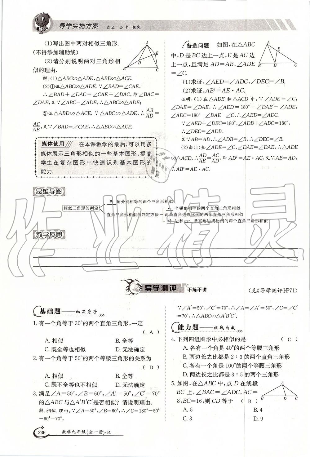 2019年金太陽(yáng)導(dǎo)學(xué)案九年級(jí)數(shù)學(xué)全一冊(cè)人教版 第236頁(yè)