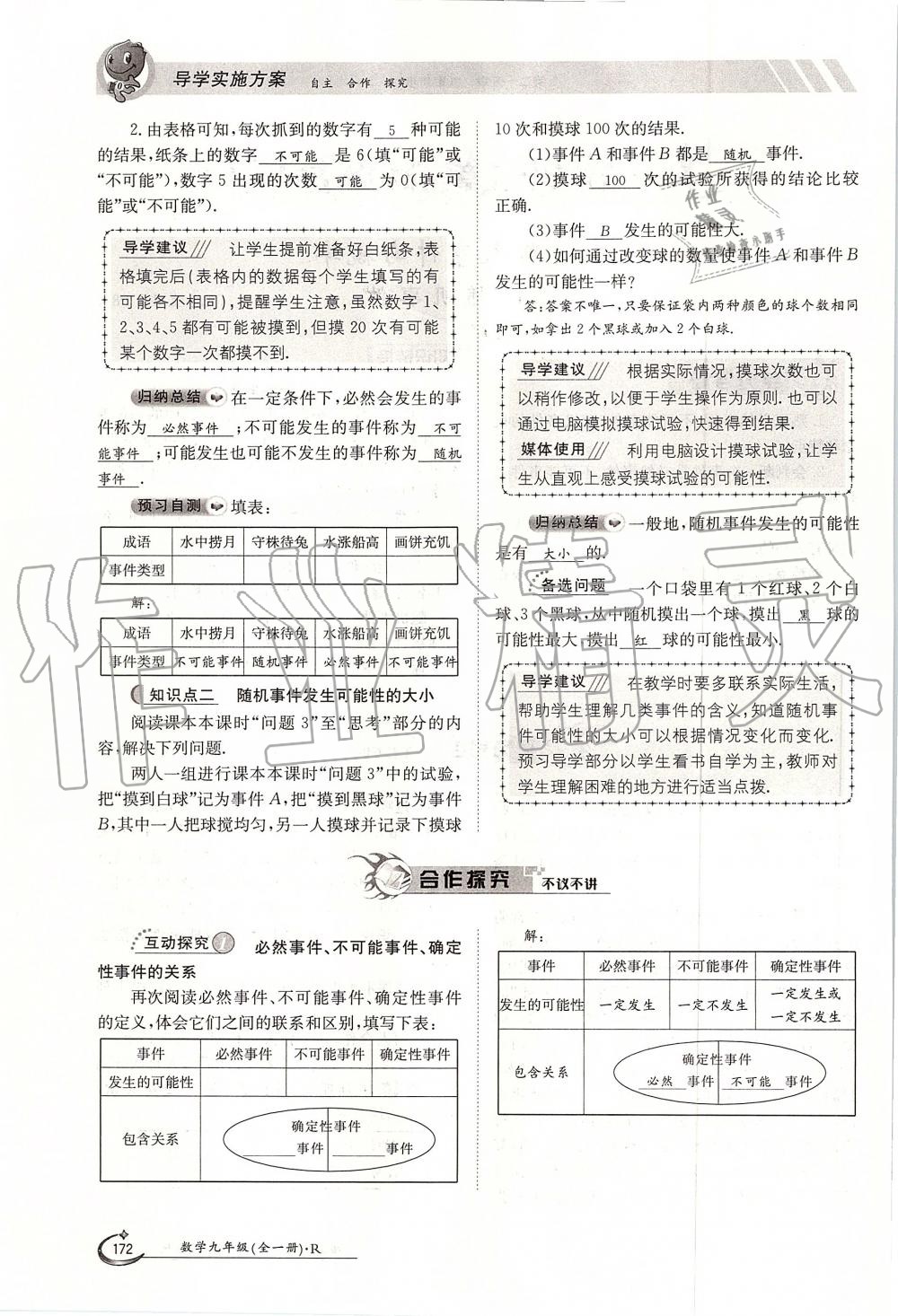 2019年金太陽導(dǎo)學(xué)案九年級數(shù)學(xué)全一冊人教版 第172頁