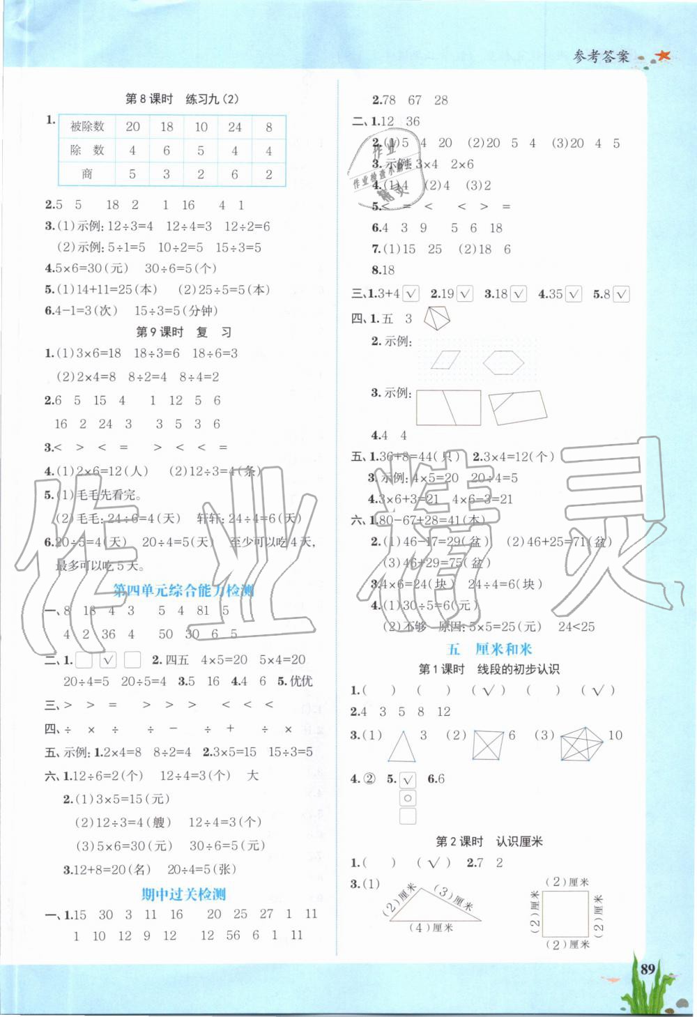 2019年陽光同學(xué)課時(shí)優(yōu)化作業(yè)二年級(jí)數(shù)學(xué)上冊(cè)蘇教版 第5頁