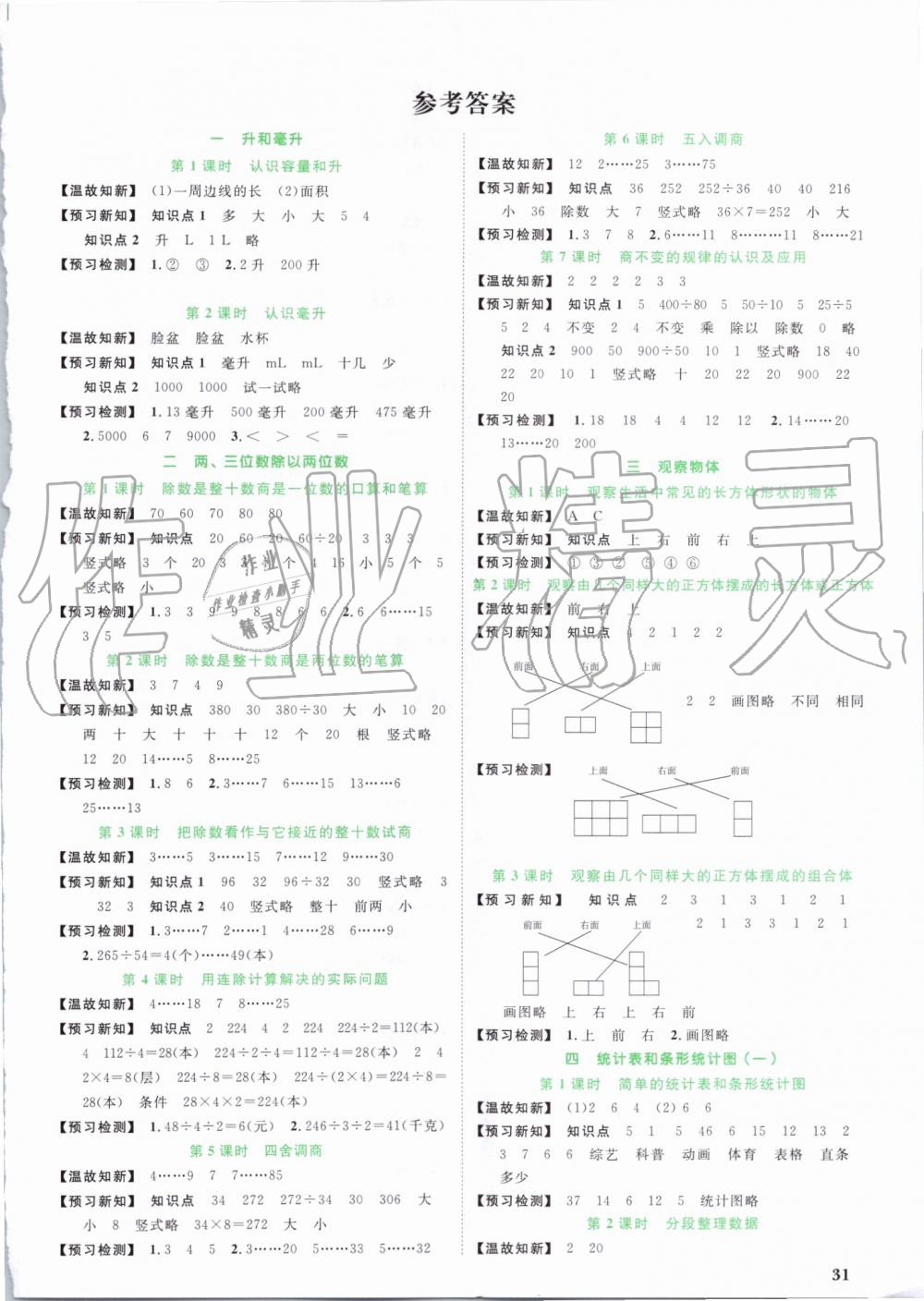 2019年阳光同学课时优化作业四年级数学上册苏教版 第16页