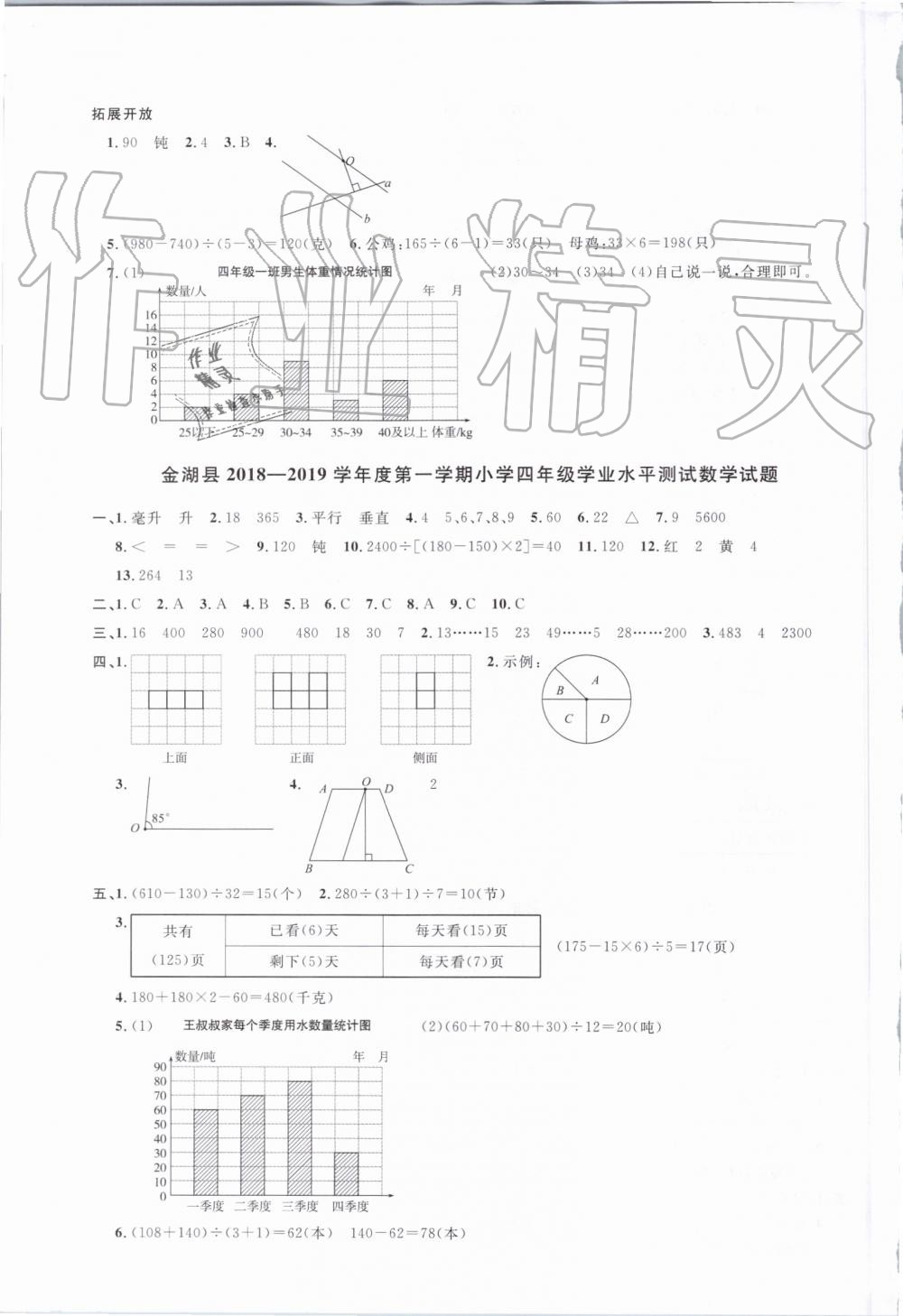 2019年阳光同学课时优化作业四年级数学上册苏教版 第15页