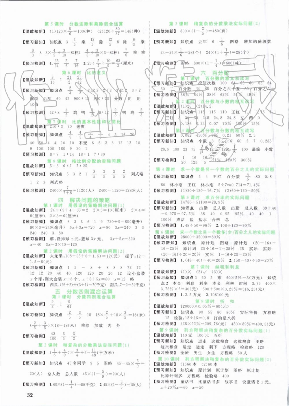 2019年阳光同学课时优化作业六年级数学上册苏教版 第15页