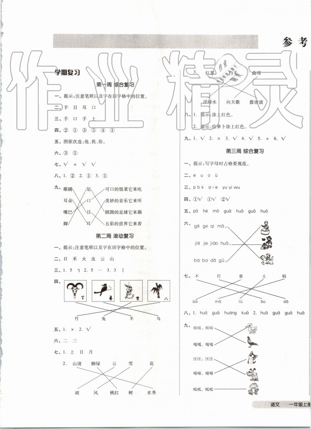 2019年全品小复习一年级语文上册人教版 第1页