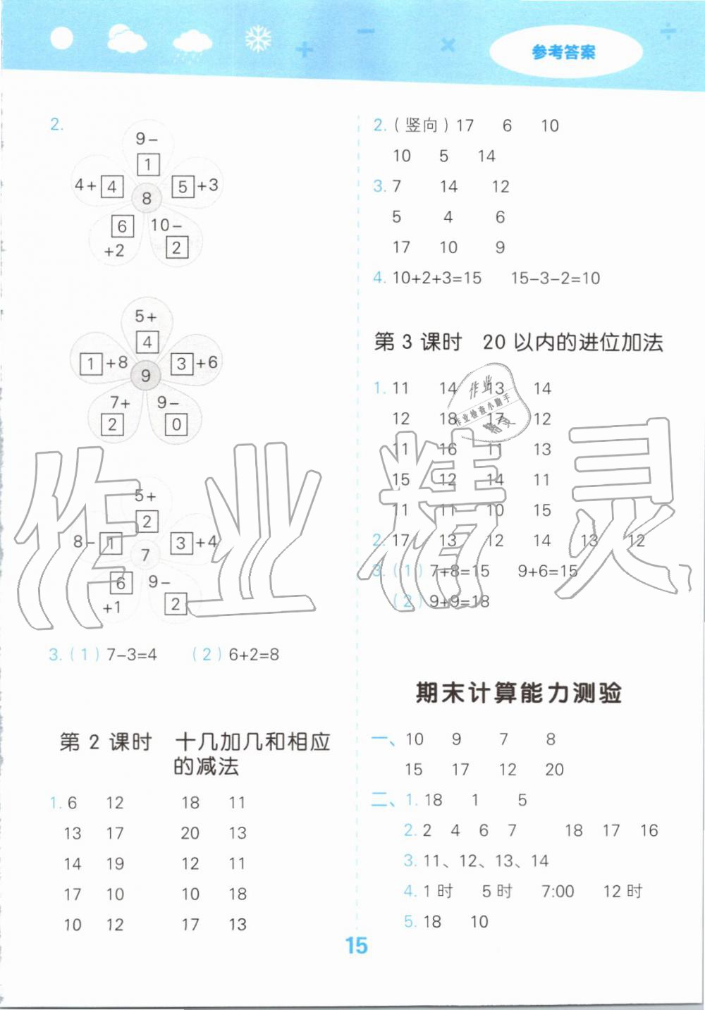 2019年小學(xué)口算大通關(guān)一年級(jí)數(shù)學(xué)上冊(cè)人教版 第15頁(yè)