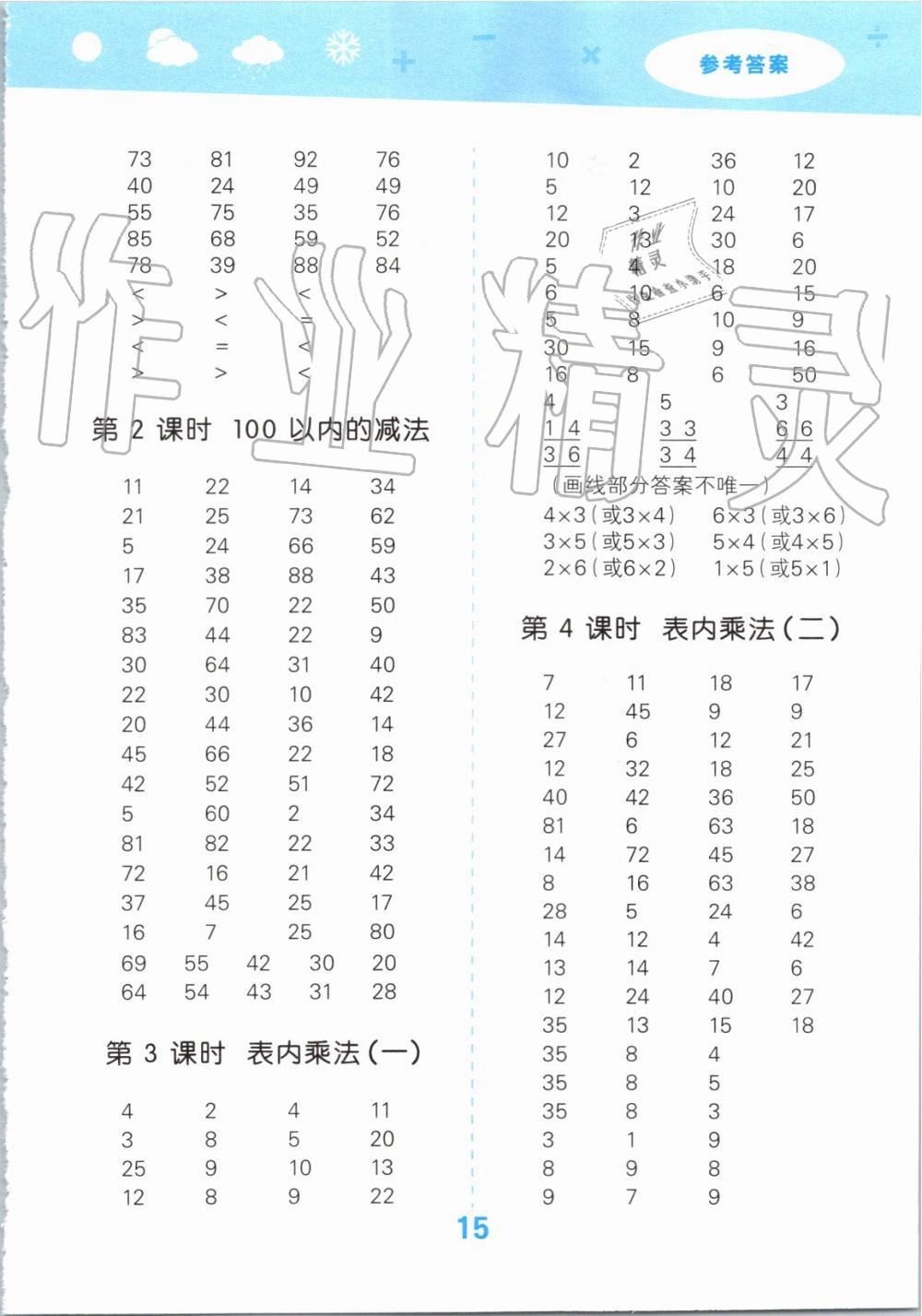 2019年小學(xué)口算大通關(guān)二年級數(shù)學(xué)上冊人教版 第15頁