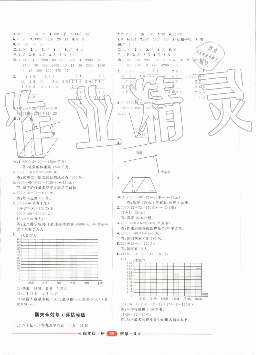 2019年阳光计划第二步单元期末复习与评价四年级数学上册人教版 第8页