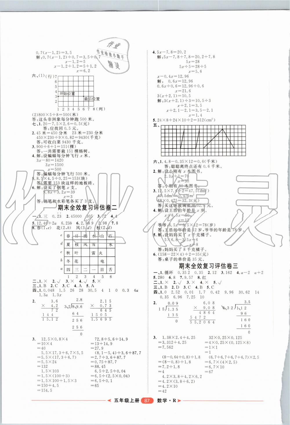 2019年陽(yáng)光計(jì)劃第二步單元期末復(fù)習(xí)與評(píng)價(jià)五年級(jí)數(shù)學(xué)上冊(cè)人教版 第7頁(yè)