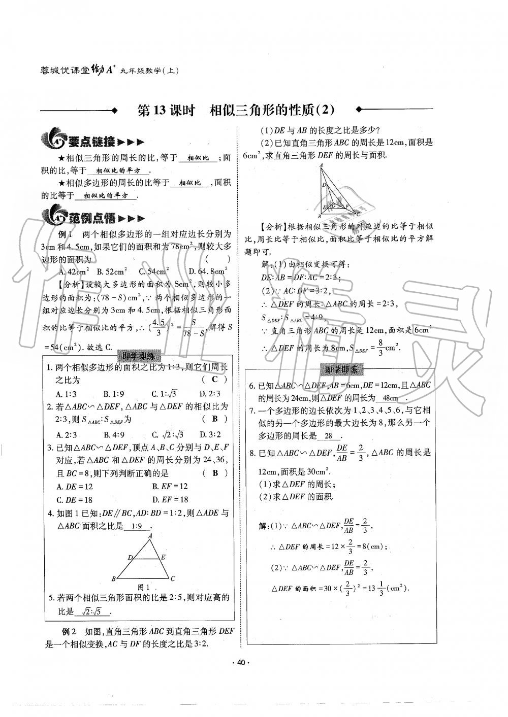 2019年蓉城优课堂给力A加九年级数学全一册北师大版 第40页