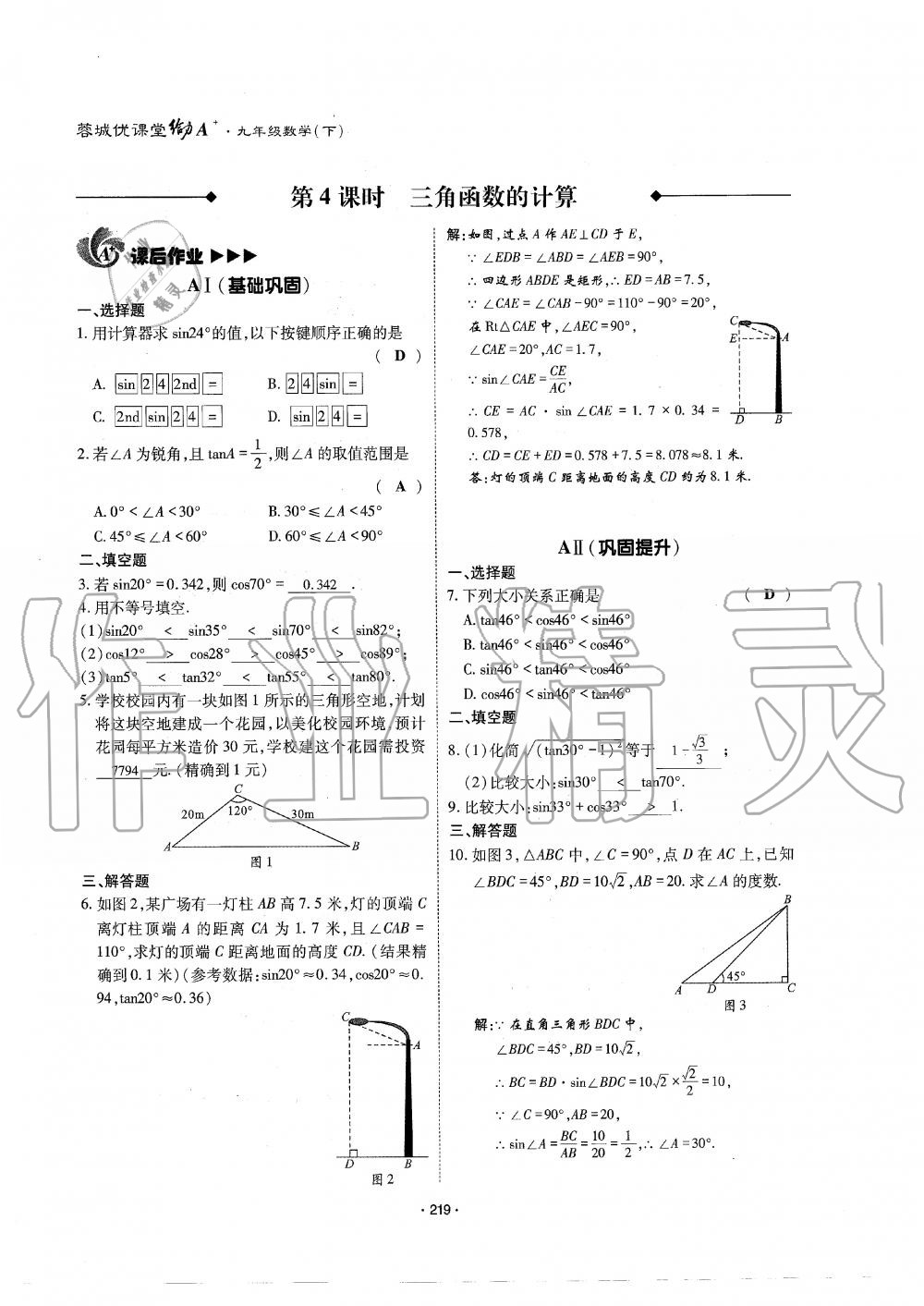 2019年蓉城优课堂给力A加九年级数学全一册北师大版 第220页