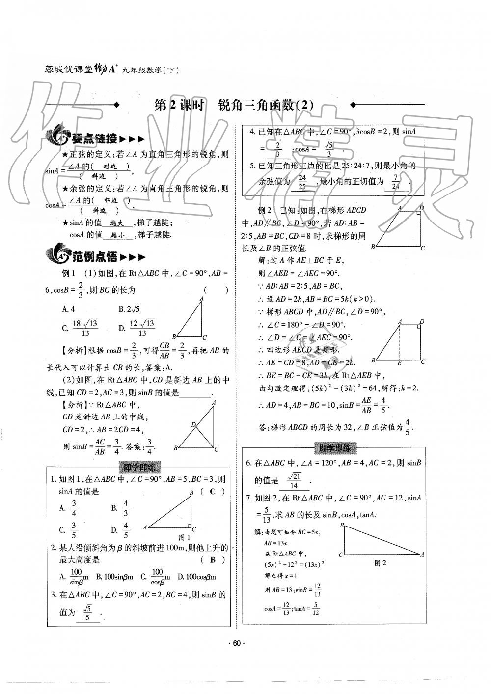 2019年蓉城优课堂给力A加九年级数学全一册北师大版 第60页