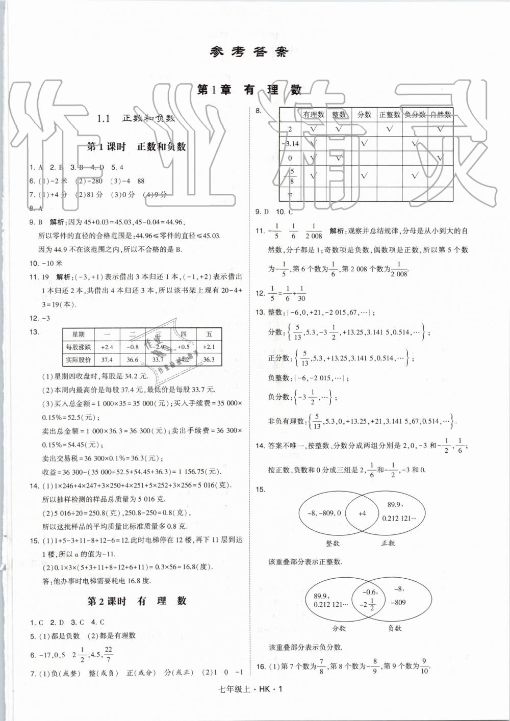 2019年经纶学典学霸七年级数学上册沪科版 第1页