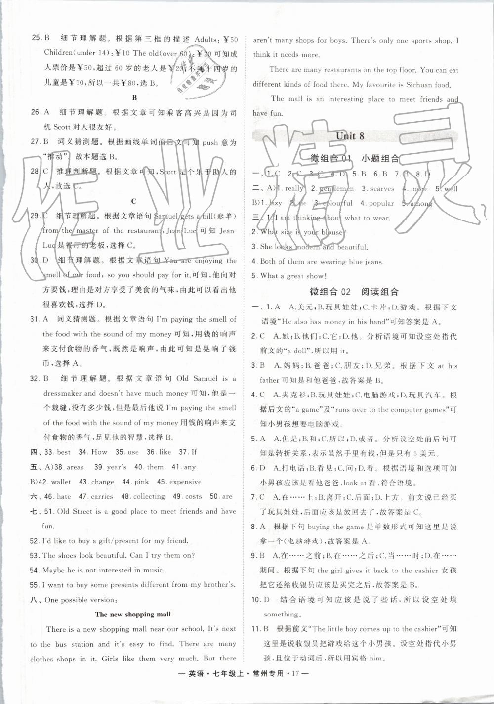 2019年經(jīng)綸學(xué)典學(xué)霸組合訓(xùn)練七年級(jí)英語(yǔ)上冊(cè)譯林版常州專用 第17頁(yè)