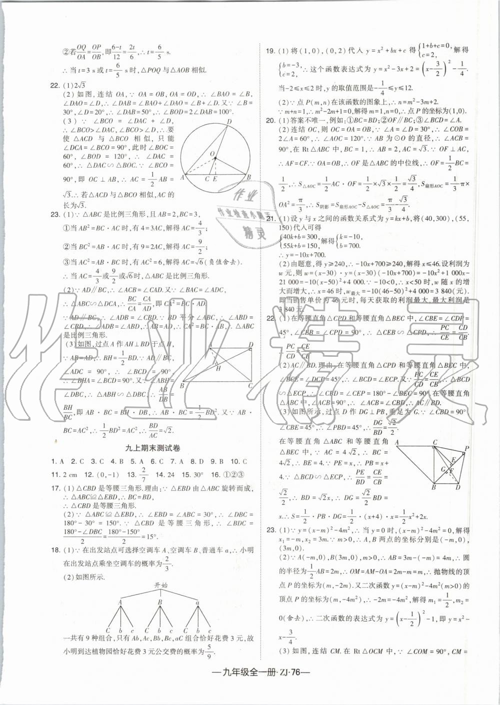 2019年经纶学典学霸九年级数学全一册浙教版 第36页