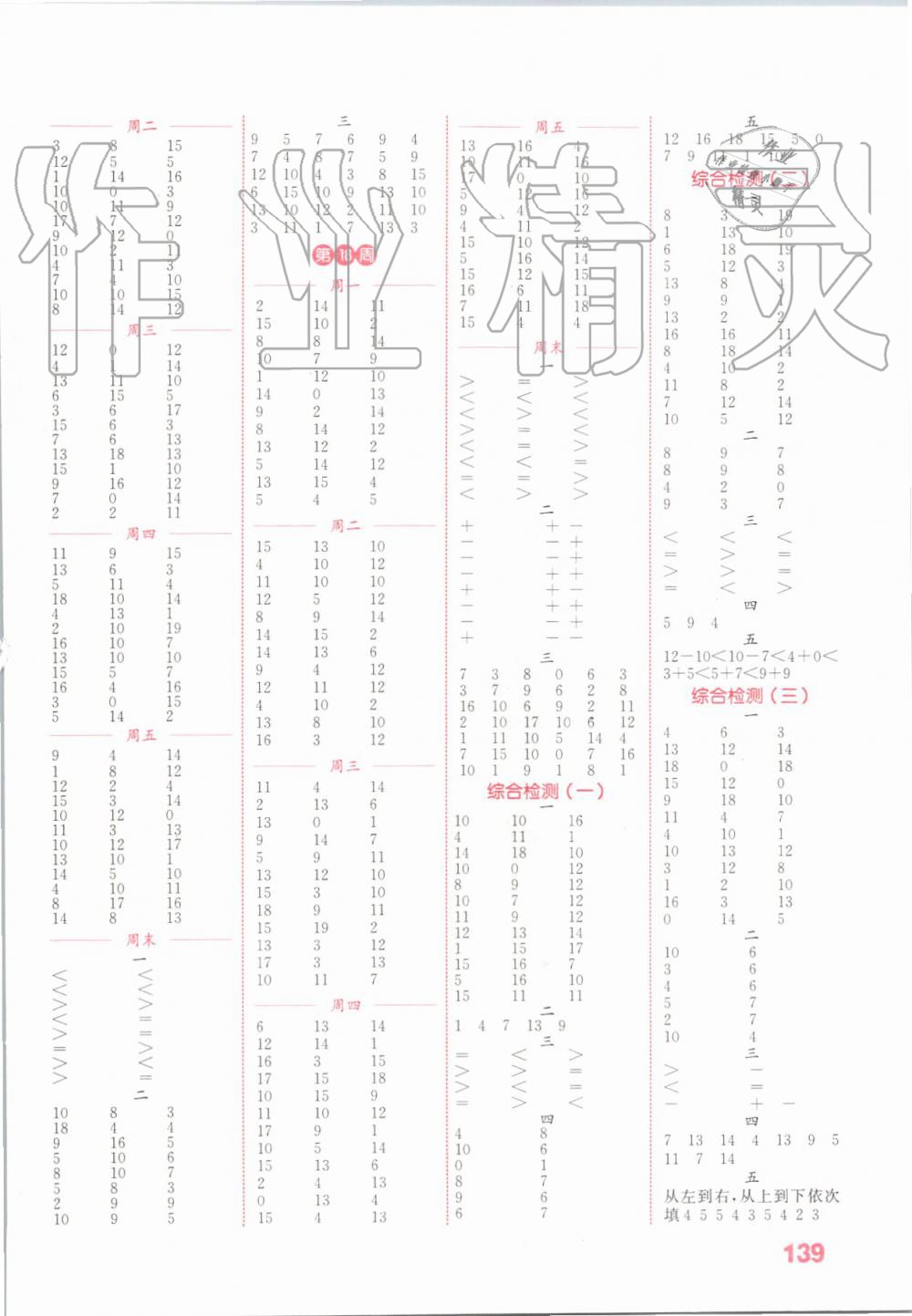 2019年通城學(xué)典小學(xué)數(shù)學(xué)計(jì)算能手一年級上冊蘇教版 第7頁