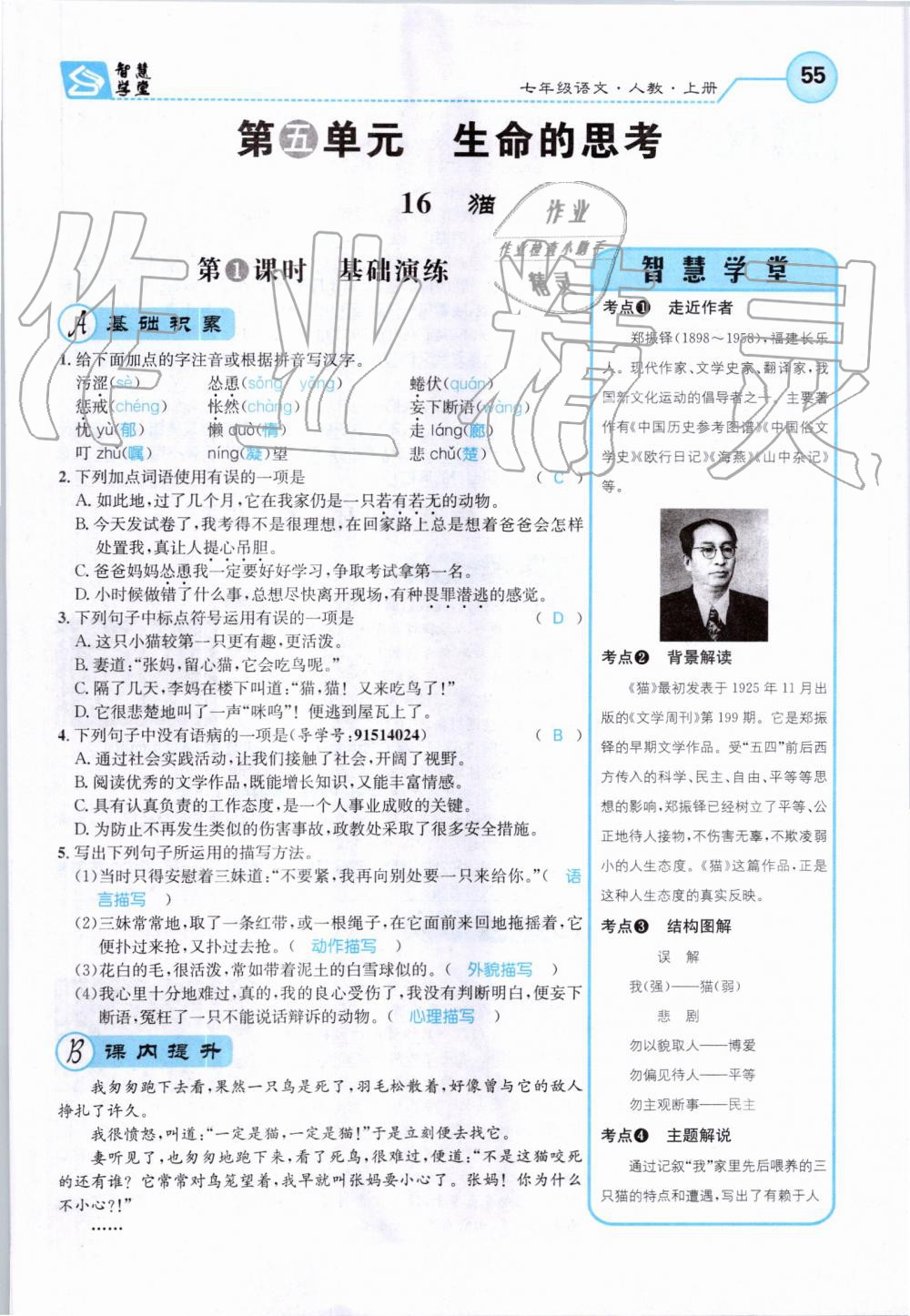 2019年智慧學(xué)堂七年級語文上冊人教版天津科學(xué)技術(shù)出版社 第55頁