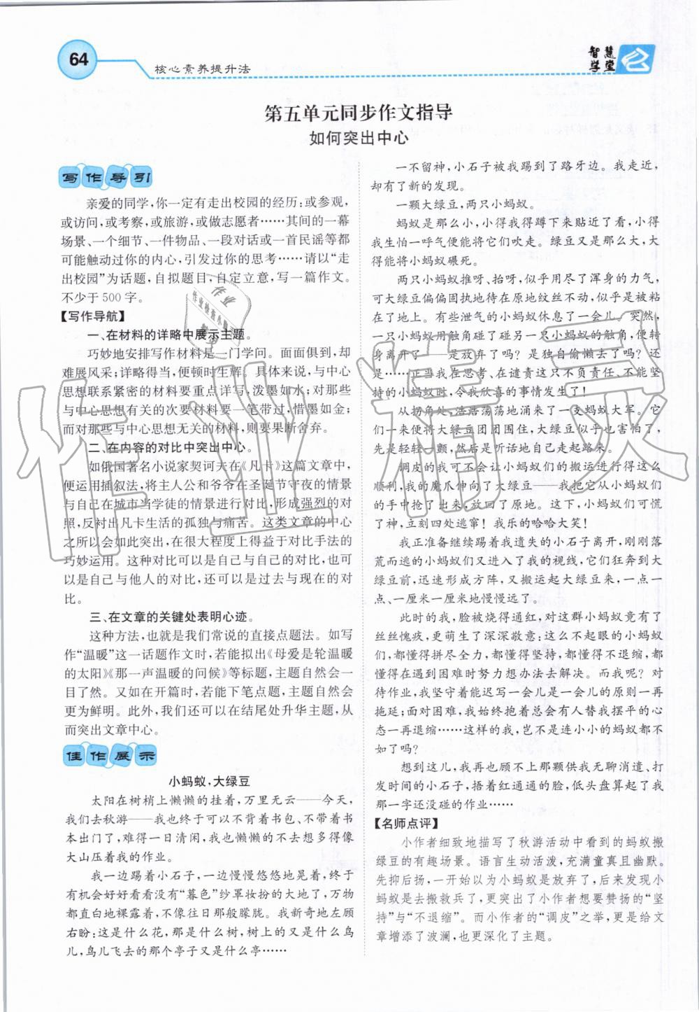 2019年智慧學(xué)堂七年級語文上冊人教版天津科學(xué)技術(shù)出版社 第64頁