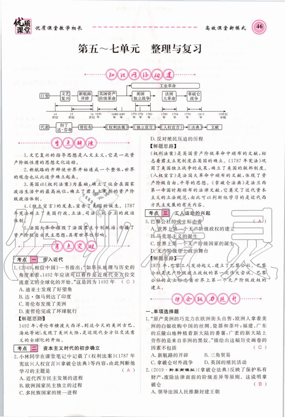 2019年名師學(xué)案九年級歷史全一冊人教版 第46頁