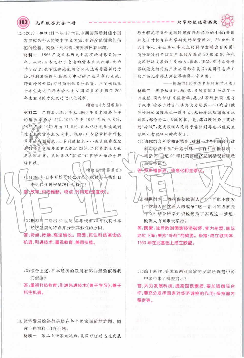 2019年名師學(xué)案九年級歷史全一冊人教版 第103頁