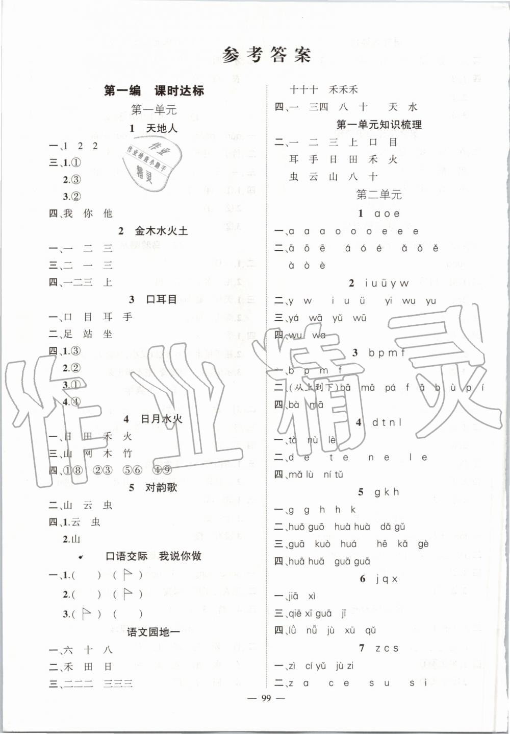 2019年名師測(cè)控一年級(jí)語文上冊(cè)人教版 第1頁