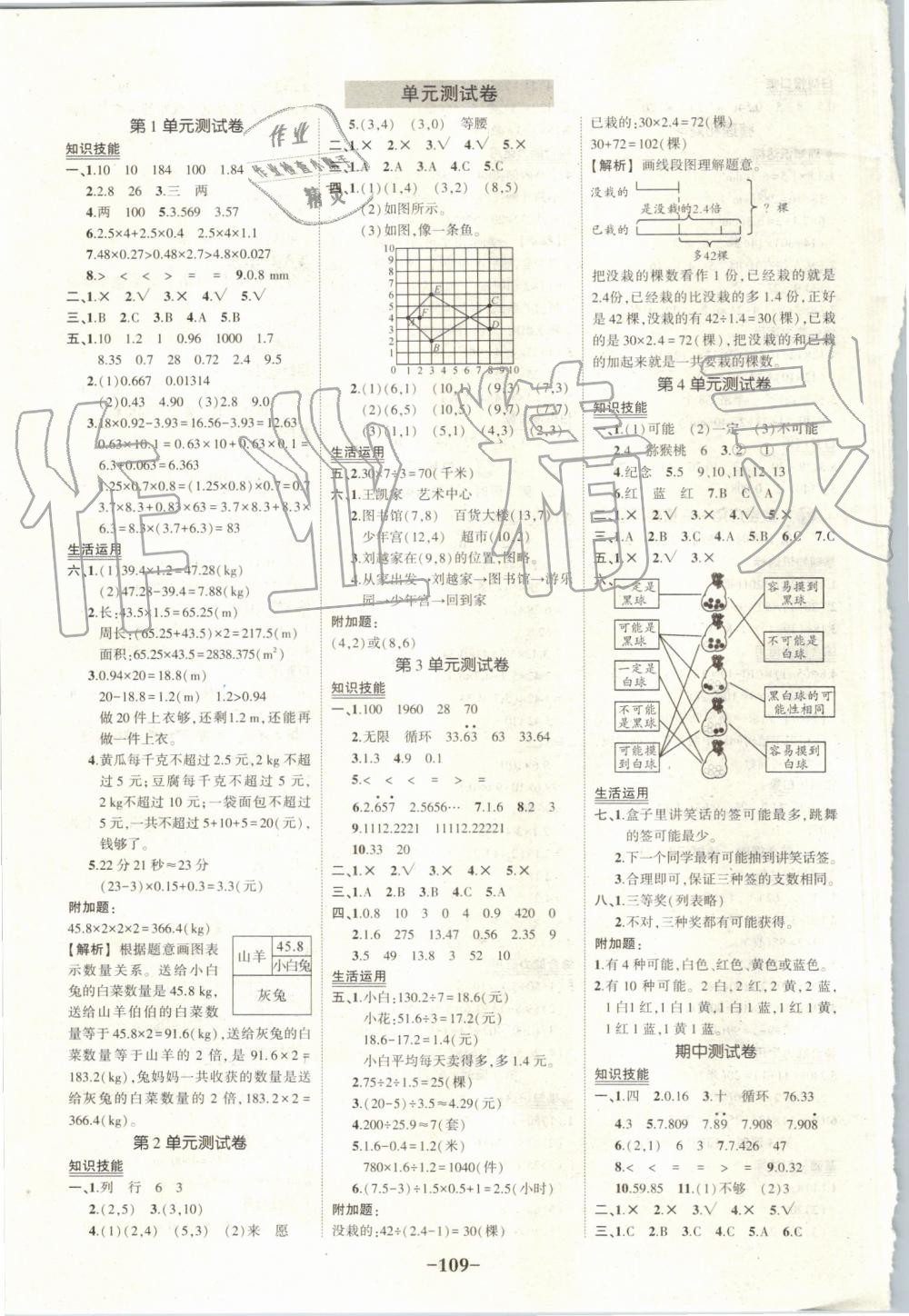 2019年黃岡狀元成才路狀元作業(yè)本五年級數(shù)學(xué)上冊人教版 第11頁