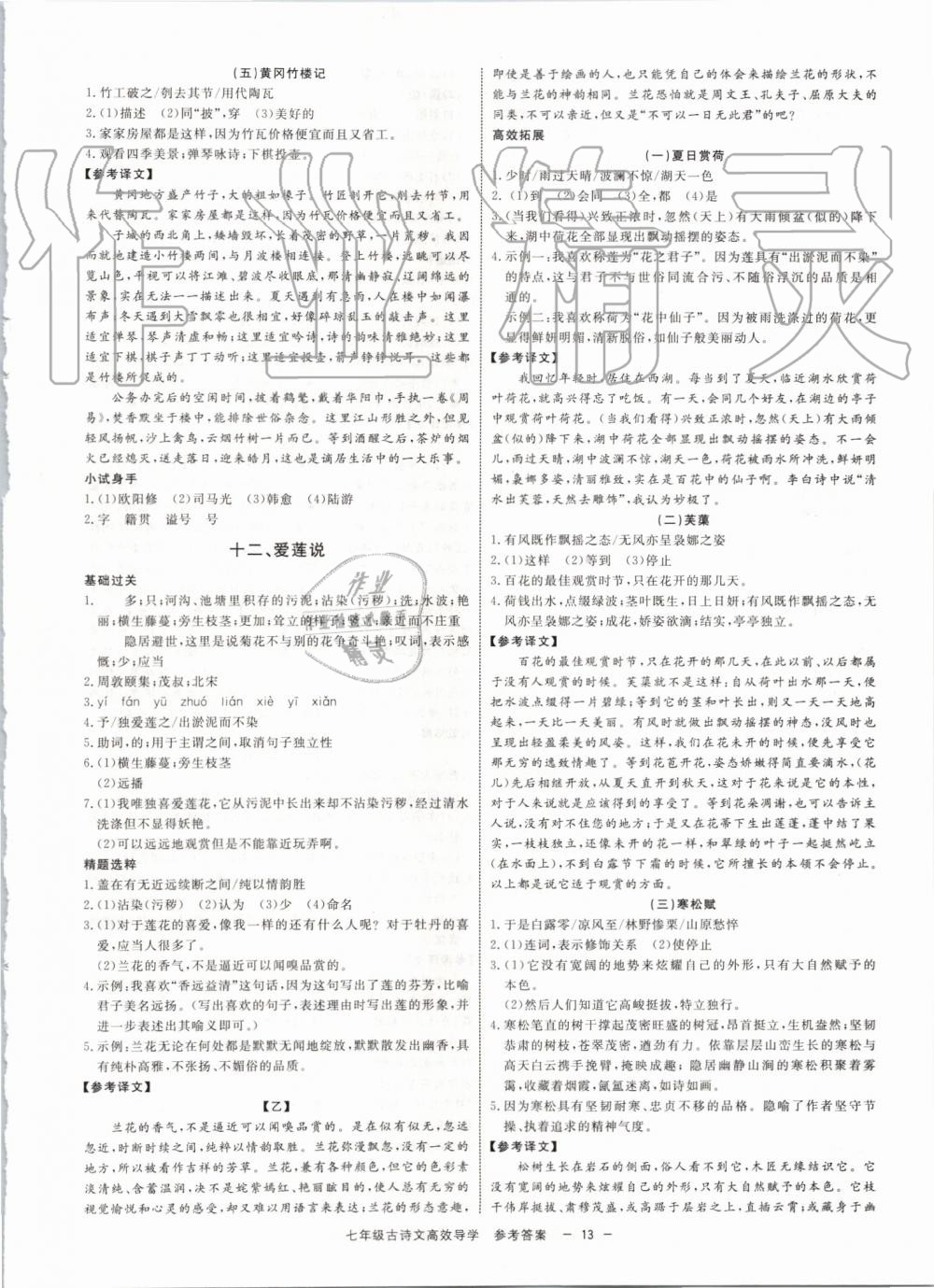 2019年初中古詩(shī)文高效導(dǎo)學(xué)七年級(jí)上下冊(cè)浙江專版 第13頁(yè)