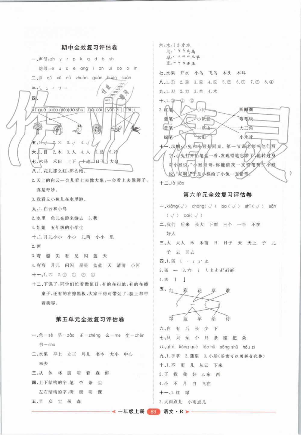 2019年陽(yáng)光計(jì)劃第二步單元期末復(fù)習(xí)與評(píng)價(jià)一年級(jí)語(yǔ)文上冊(cè)人教版 第3頁(yè)