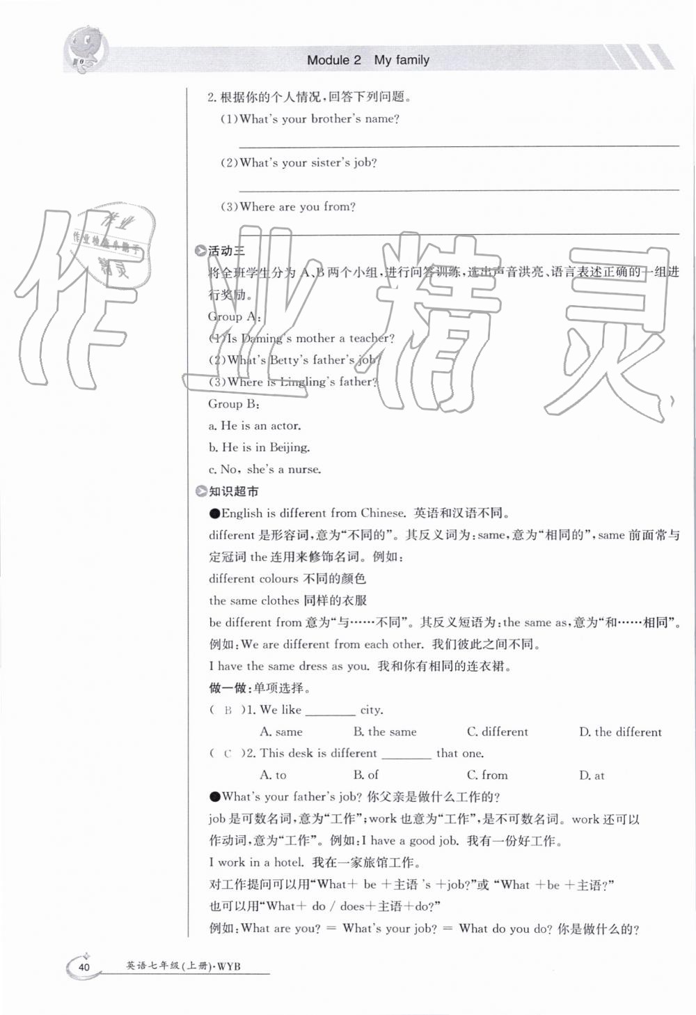 2019年金太阳导学案七年级英语上册外研版 第40页