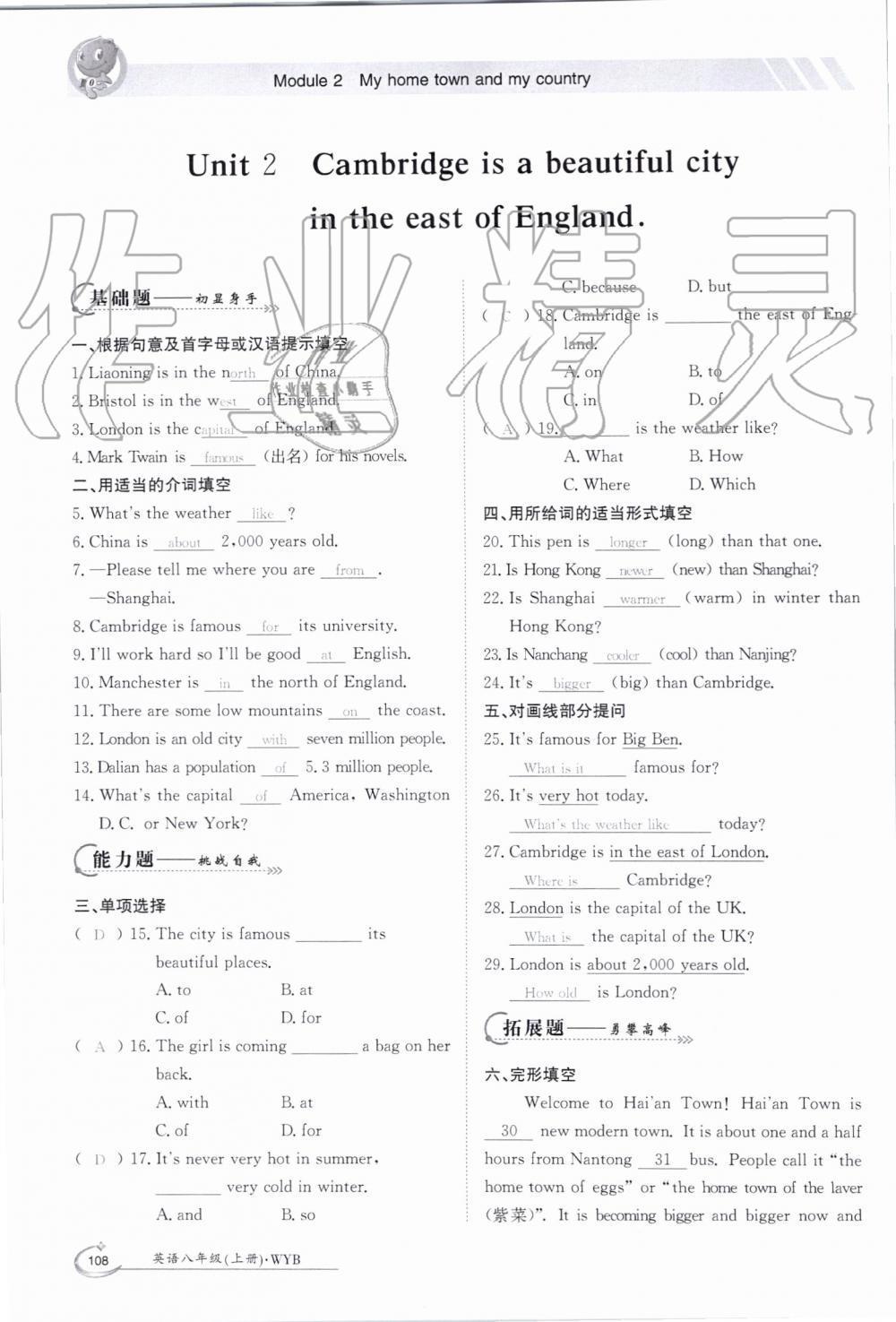 2019年金太陽導(dǎo)學(xué)案八年級英語上冊外研版 第108頁