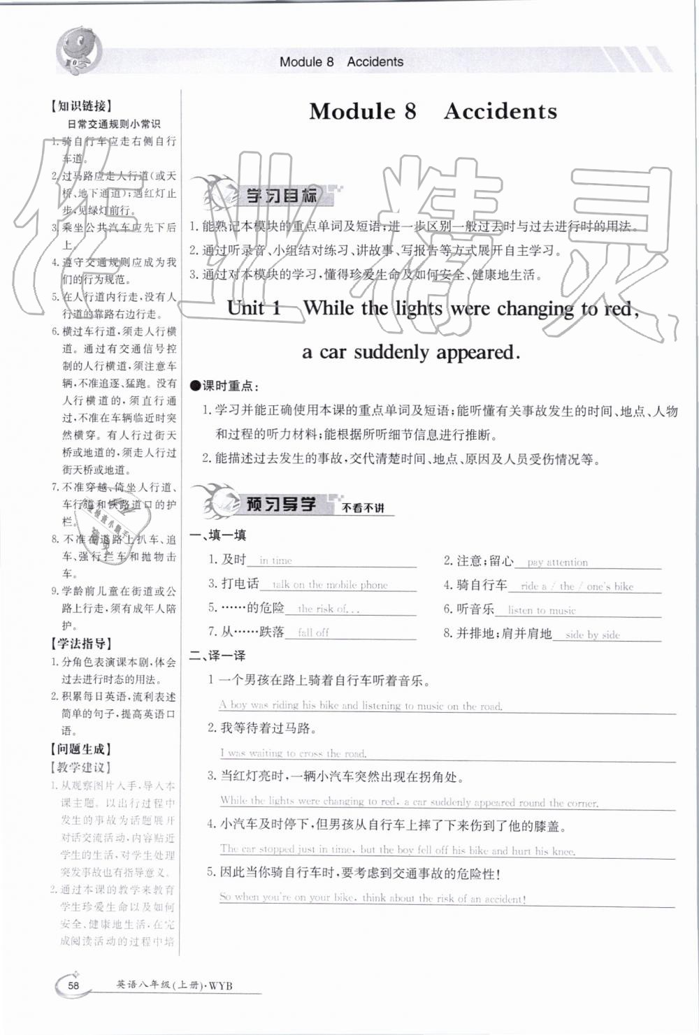 2019年金太阳导学案八年级英语上册外研版 第58页