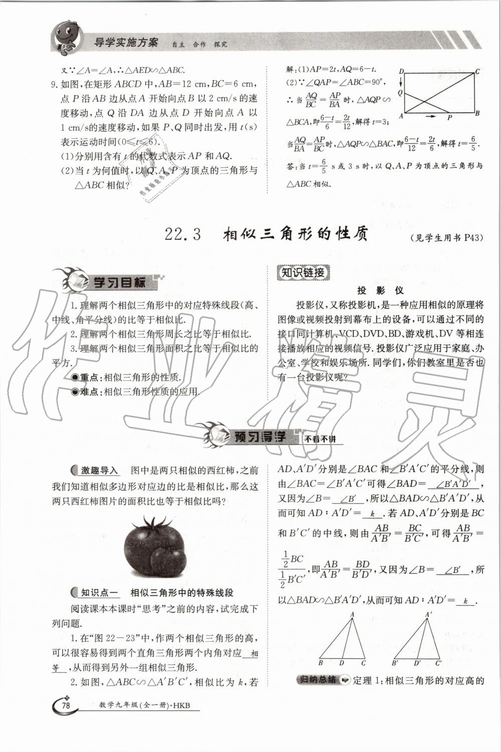 2019年金太阳导学案九年级数学全一册沪科版 第78页