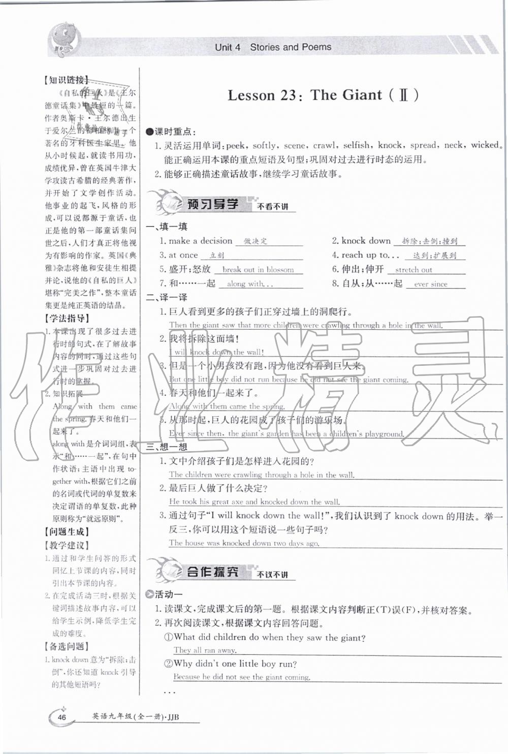 2019年金太陽導(dǎo)學(xué)案九年級英語全一冊冀教版 第46頁