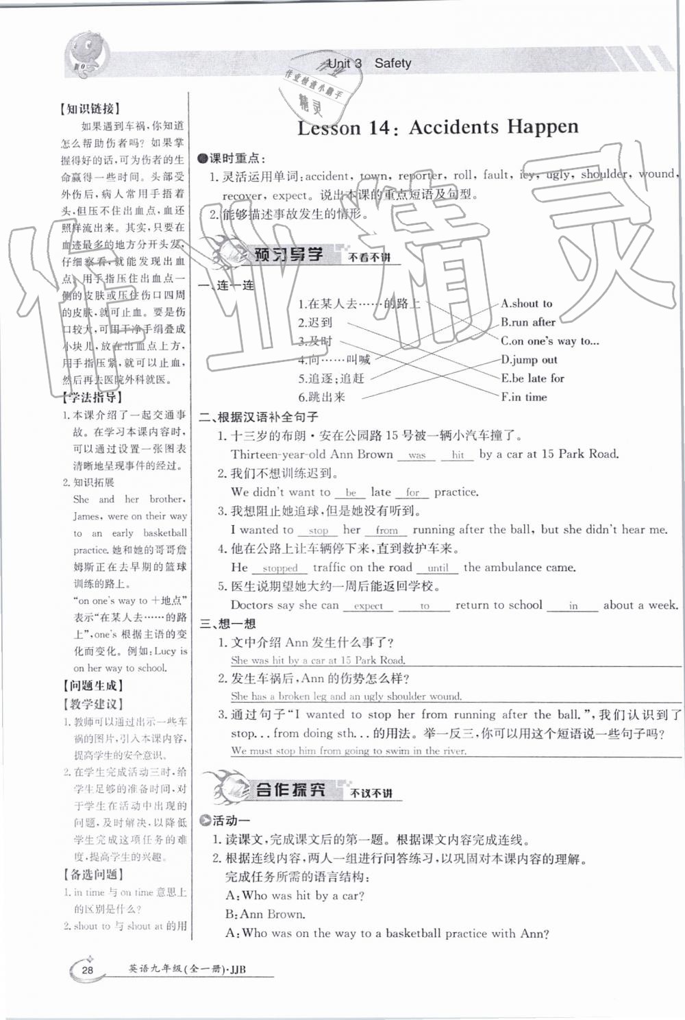 2019年金太陽導(dǎo)學(xué)案九年級英語全一冊冀教版 第28頁