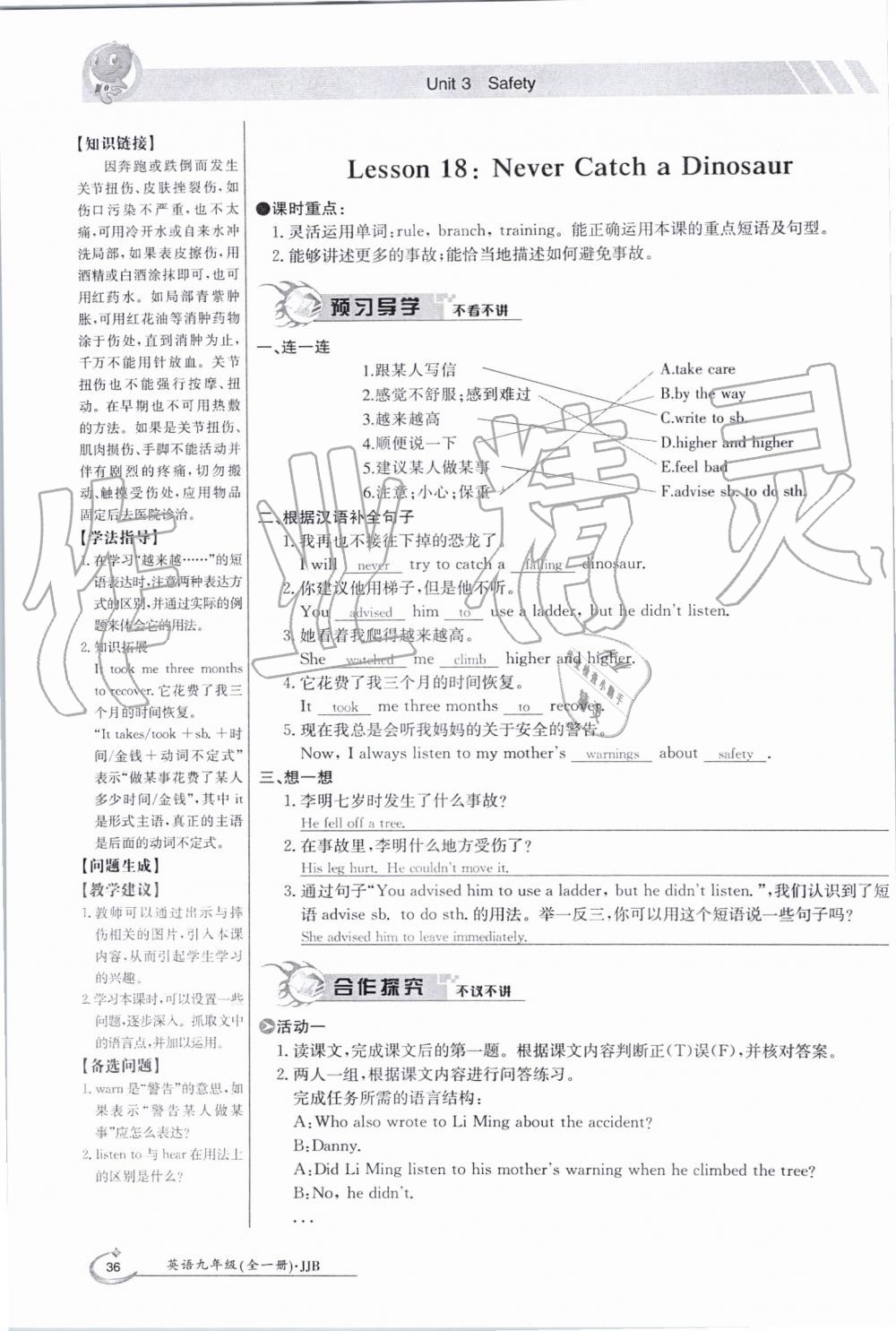 2019年金太陽導學案九年級英語全一冊冀教版 第36頁