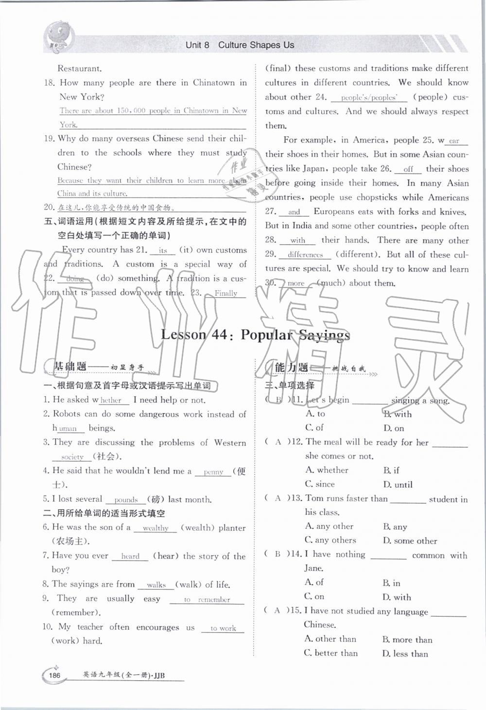 2019年金太陽導(dǎo)學(xué)案九年級(jí)英語全一冊(cè)冀教版 第185頁