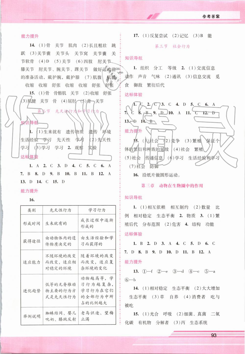 2019年自主与互动学习新课程学习辅导八年级生物学上册人教版 第3页