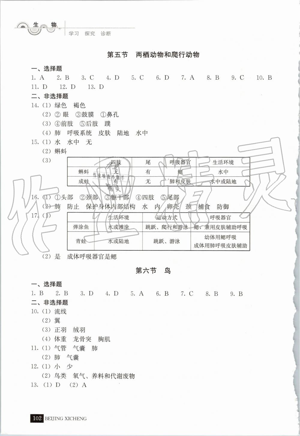 2019年学习探究诊断八年级生物上册人教版 第3页