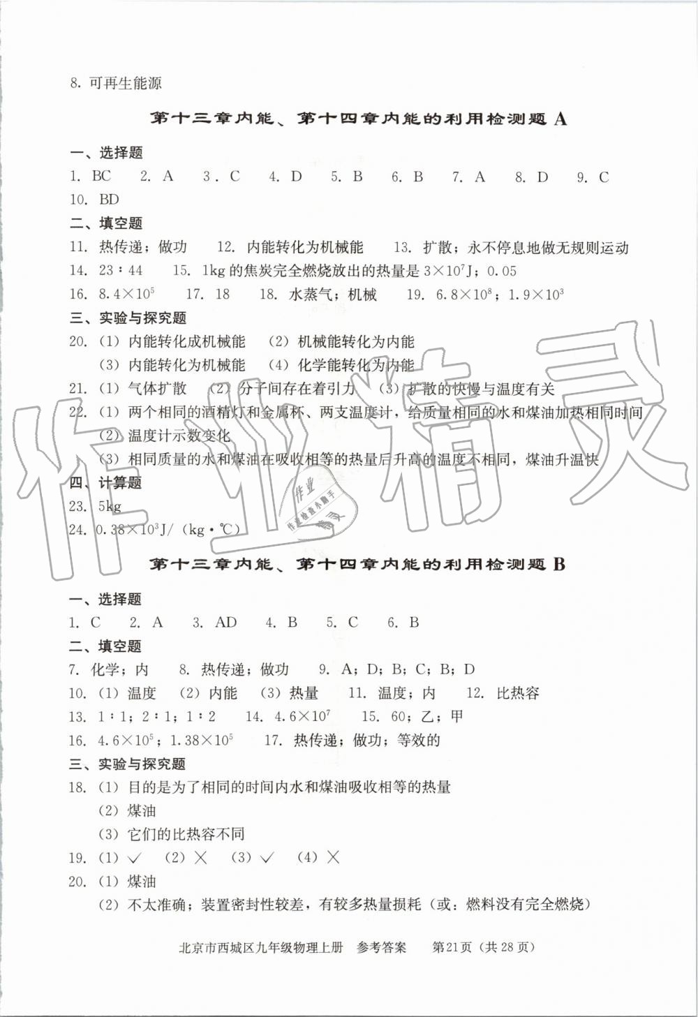 2019年学习探究诊断九年级物理上册人教版 第21页