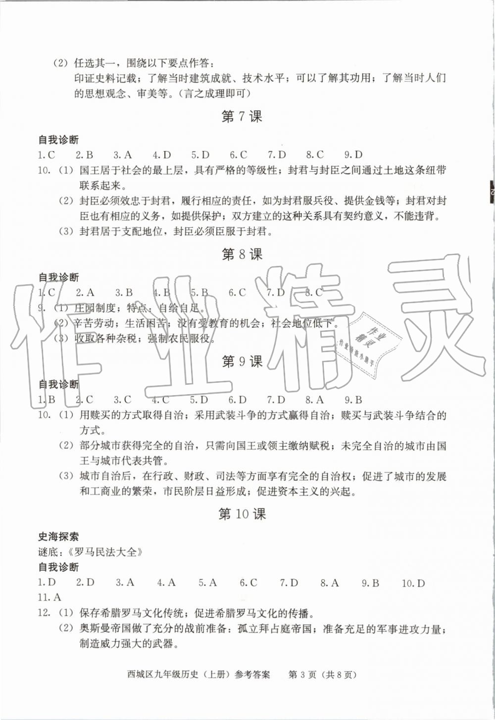 2019年學(xué)習(xí)探究診斷九年級歷史上冊人教版 第3頁