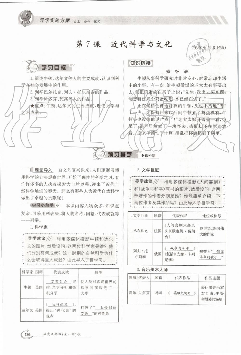 2019年金太陽導(dǎo)學(xué)案九年級歷史全一冊人教版 第136頁