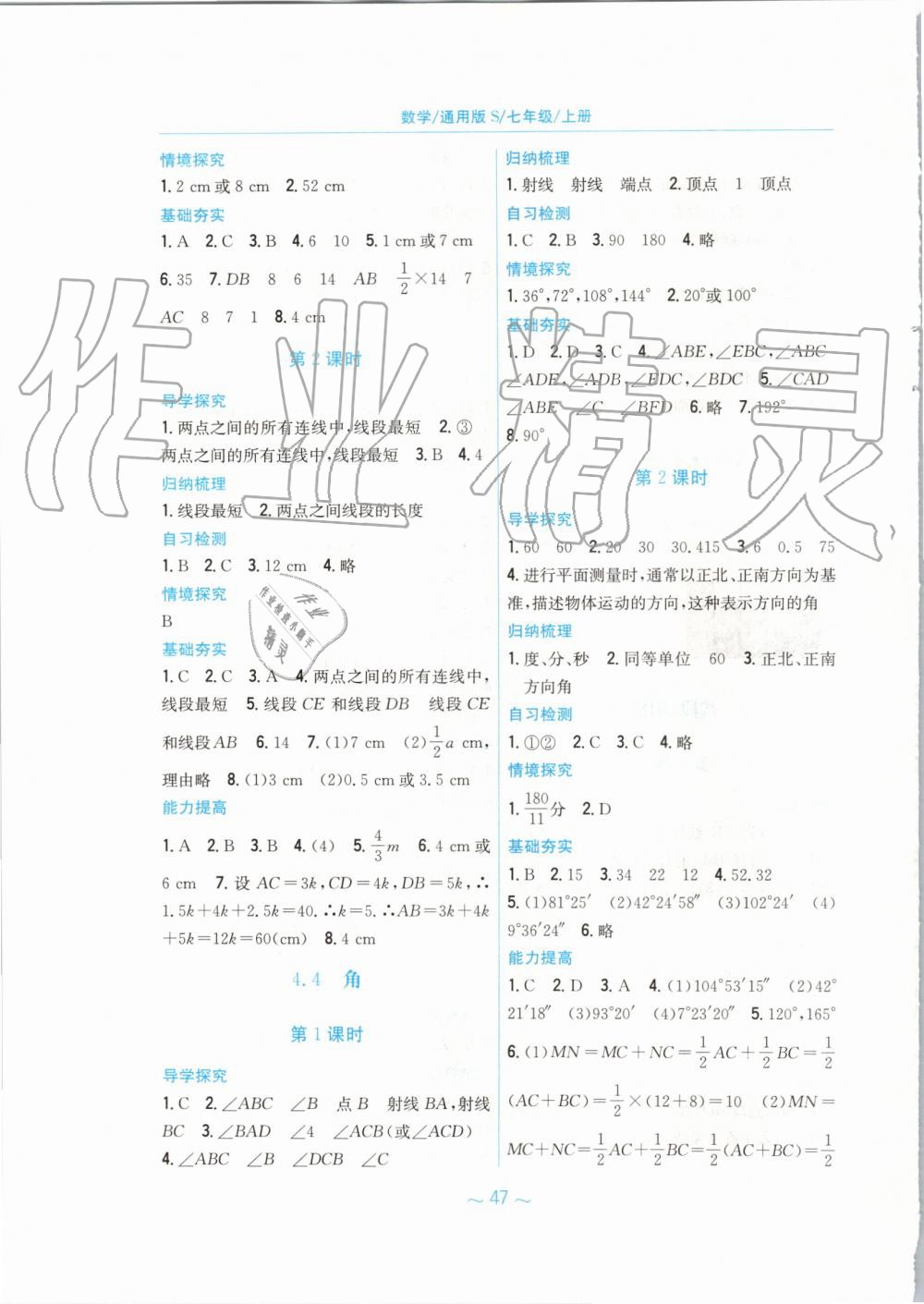 2019年新编基础训练七年级数学上册通用版S 第19页