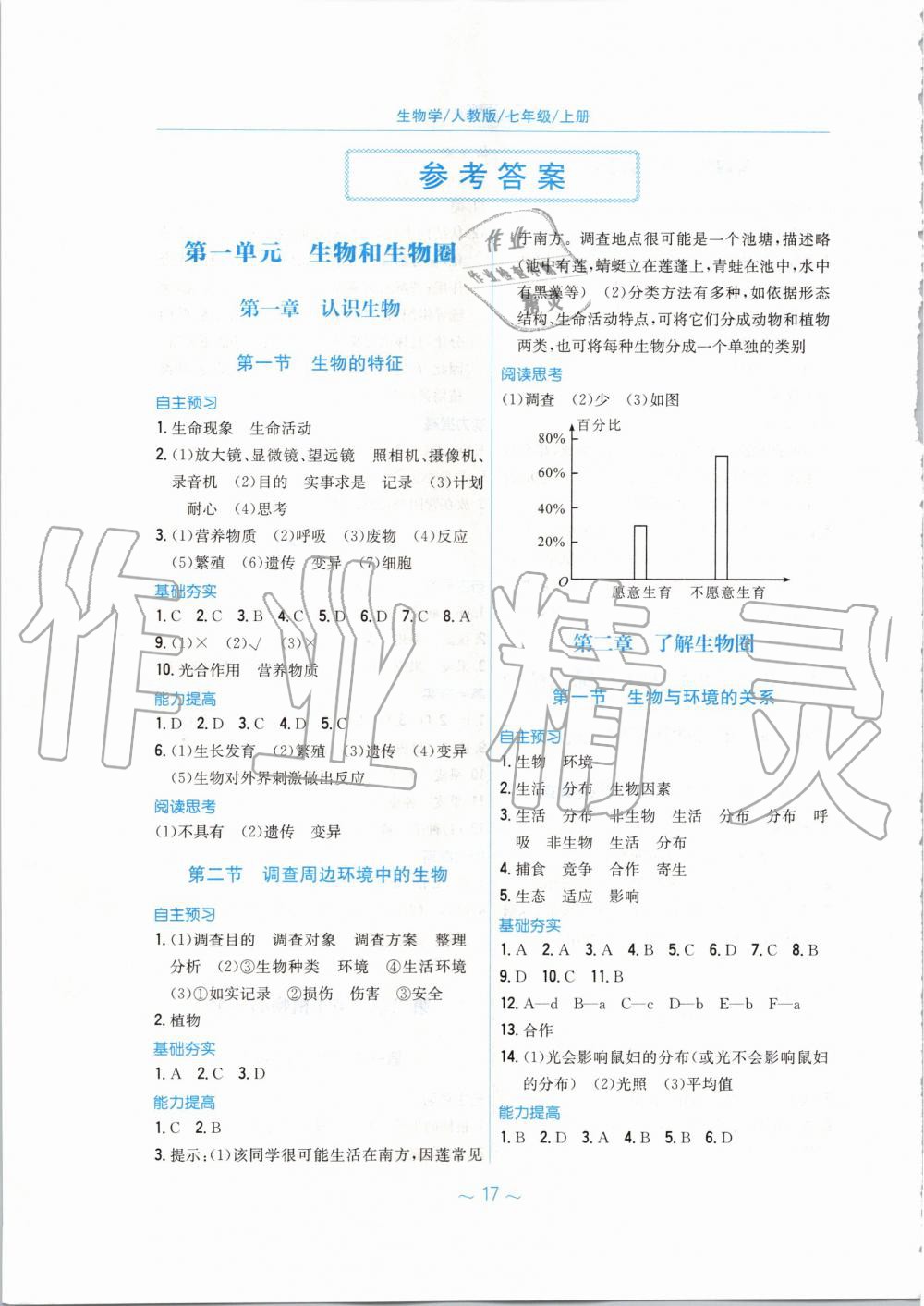 2019年新编基础训练七年级生物学上册人教版 第1页