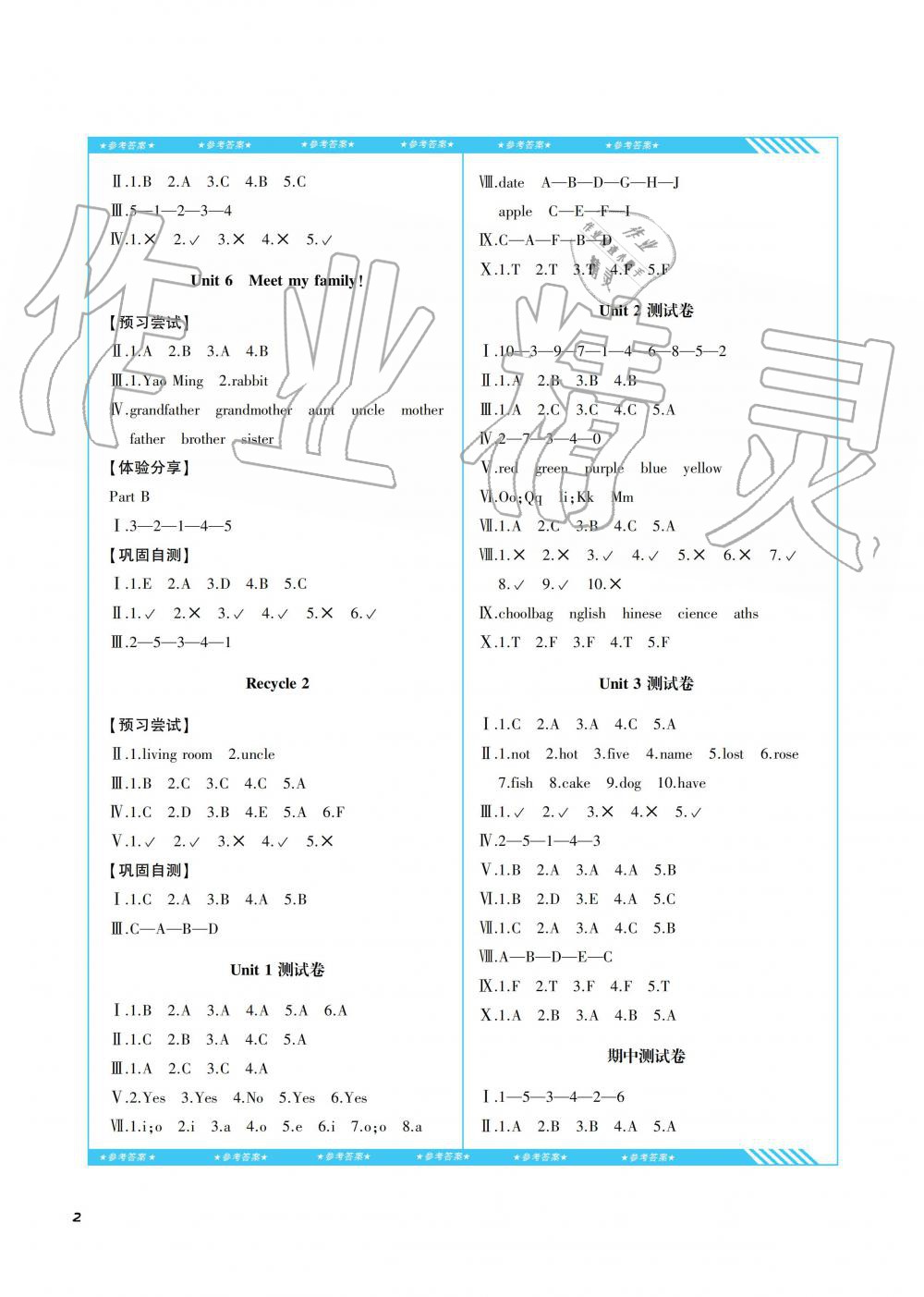 2019年課程基礎(chǔ)訓練四年級英語上冊人教版湖南少年兒童出版社 第2頁