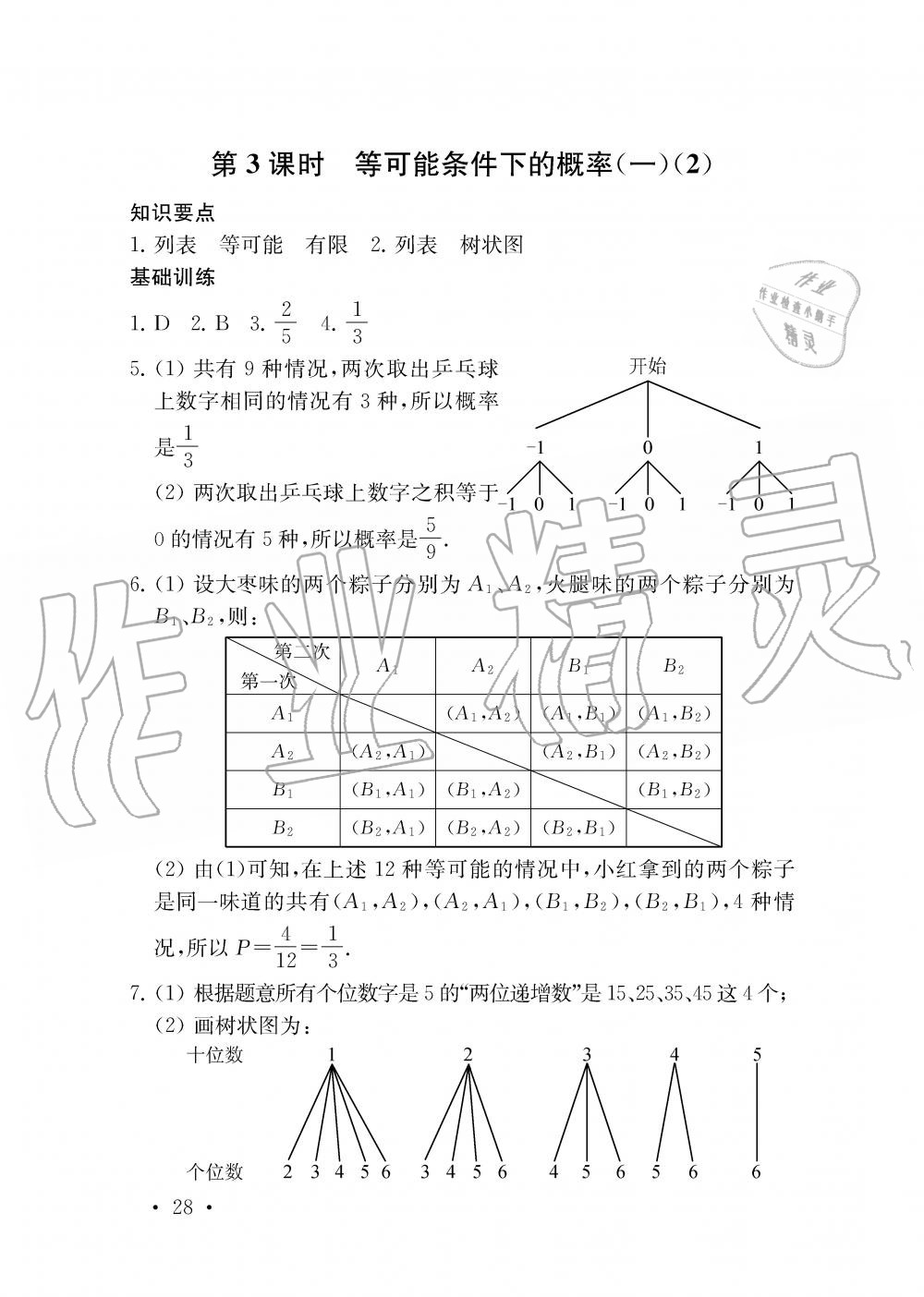 2019年創(chuàng)新優(yōu)化學(xué)案九年級(jí)數(shù)學(xué)上冊(cè)江蘇版 第28頁