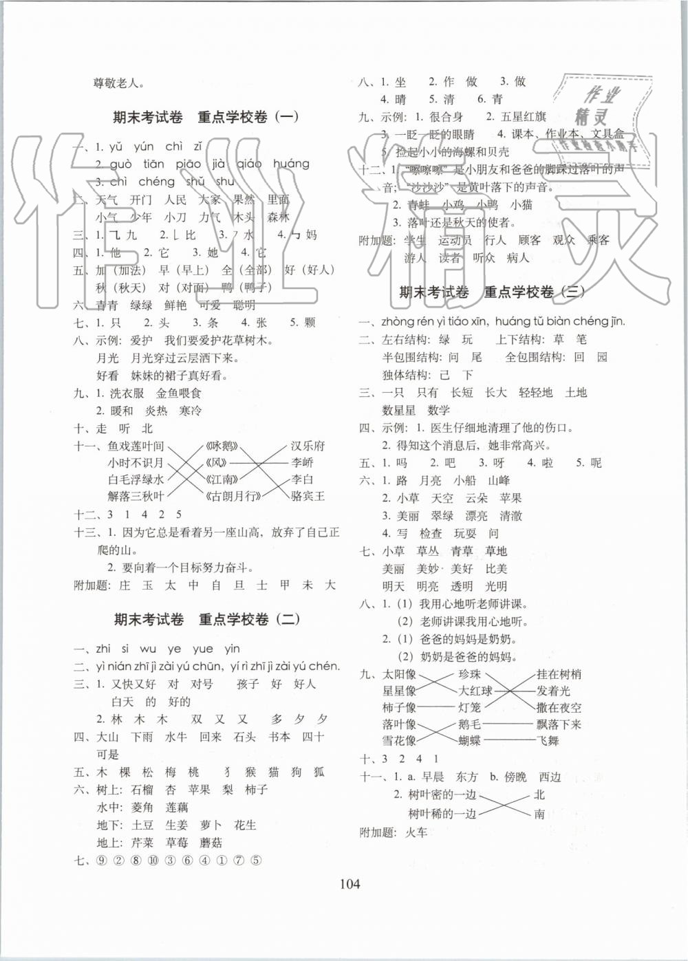 2019年期末沖刺100分完全試卷一年級(jí)語文上冊(cè)人教部編版 第8頁(yè)