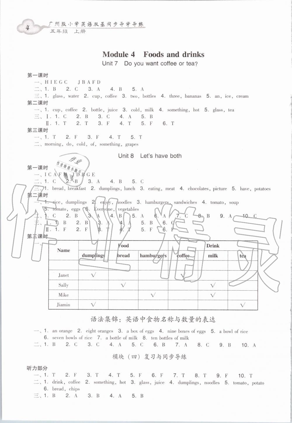 2019年小學(xué)英語雙基同步導(dǎo)學(xué)導(dǎo)練五年級(jí)上冊(cè)廣州版 第4頁